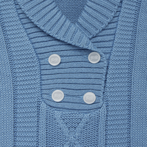 Saída de Maternidade Masculina Gola Xale - AZUL OCEANO