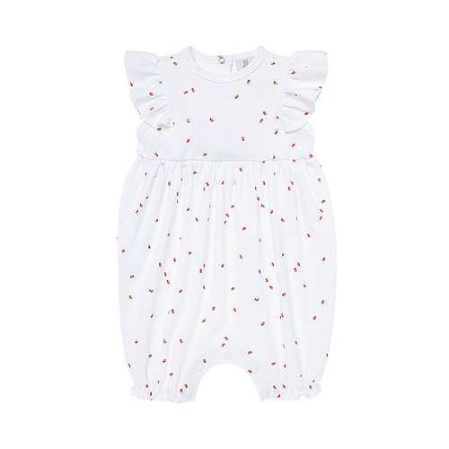 Macacão de Bebê Feminino Curto Algodão Egípcio Joaninhas - BRANCO