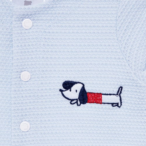 Macacão de Bebê Masculino Longo Tricot Jetty Cachorro - AZUL BEBE