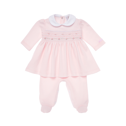 Macacão Vestido de Bebê Feminino Longo Ponto Roma - ROSA BEBE
