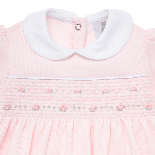 Macacão Vestido de Bebê Feminino Longo Ponto Roma - ROSA BEBE