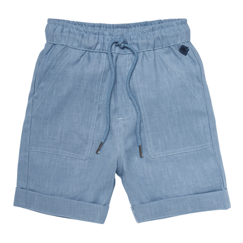 Bermuda Infantil Masculina Puro Linho - AZUL JEANS