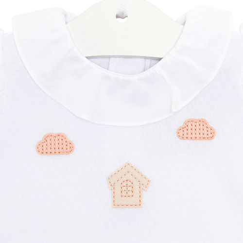 Macacão de Bebê Feminino Curto Ponto Casinha - BRANCO