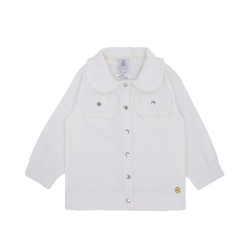 Casaco de Bebê Feminino Veludo com Bolso - OFF WHITE