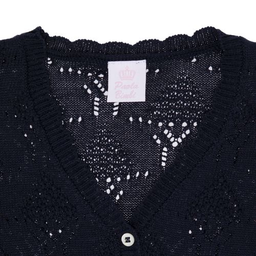 Cardigan Infantil Feminino Tricot Decote V - AZUL MARINHO