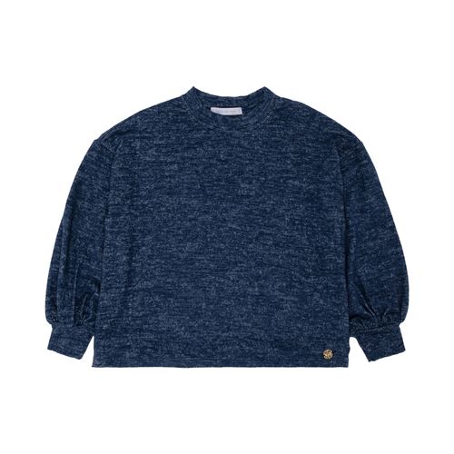 Blusa Infantil Feminina Manga Bufante Flanelatto - AZUL MARINHO