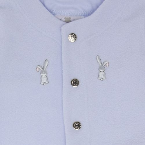 Macacão de Bebê Masculino Longo Microsoft Bordado Coelhos - AZUL BEBE