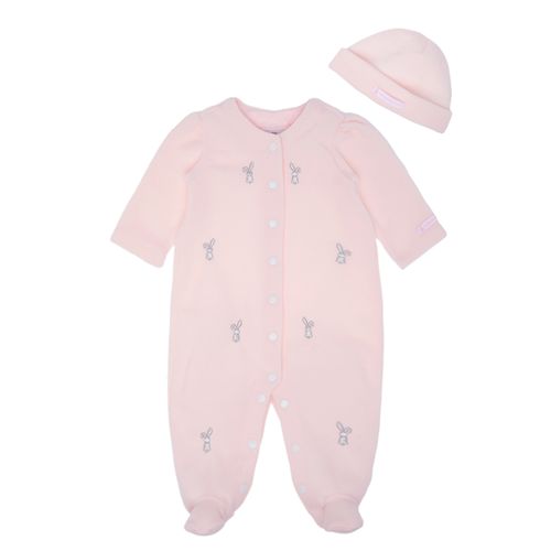 Macacão de Bebê Feminino Longo Microsoft Coelhos - ROSA BEBE