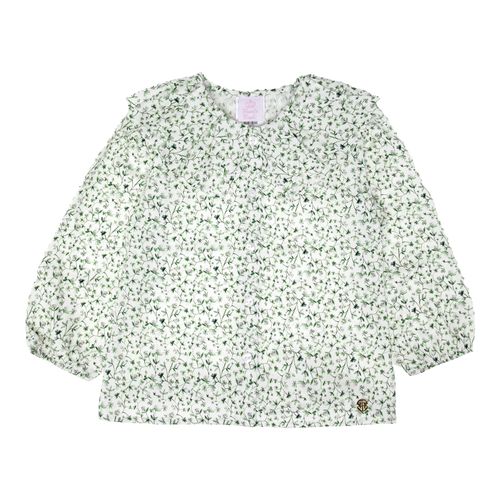 Bata Infantil Feminina Manga Longa Algodão Egípcio Estampa Fiore - VERDE