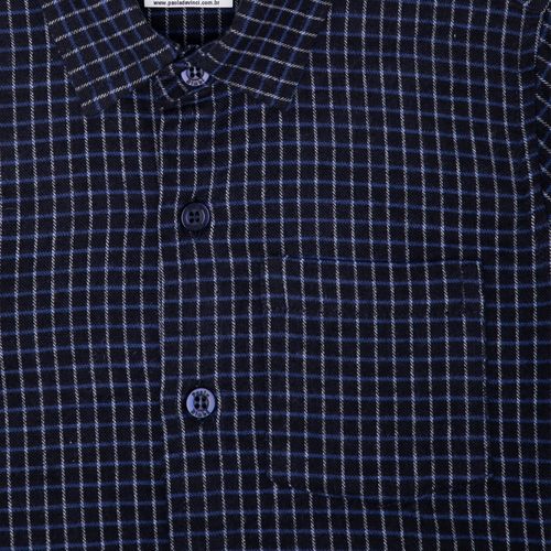 Camisa Infantil Masculina Manga Longa Xadrez com Bolso - AZUL MARINHO
