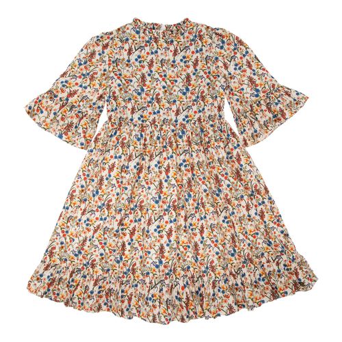 Vestido Infantil Feminino Algodão Egípcio Fio 60 Floral Color - OFF WHITE