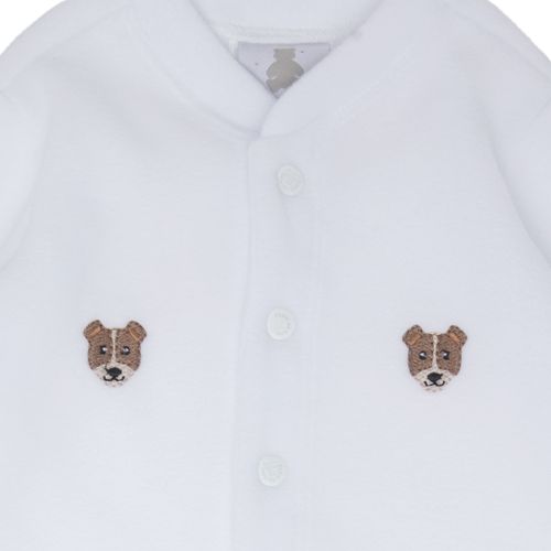 Macacão de Bebê Masculino Longo Microsoft Bordado Bulldog - BRANCO