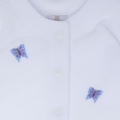 Macacão de Bebê Feminino Longo Microsoft Bordado Borboletas - BRANCO