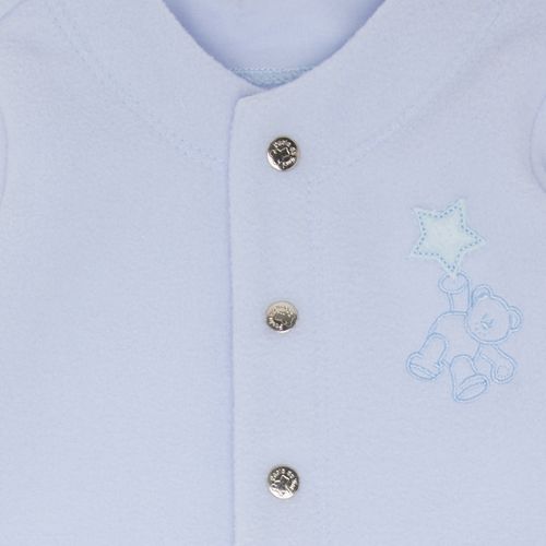 Macacão de Bebê Masculino Longo Microsoft Bordado Urso - AZUL BEBE