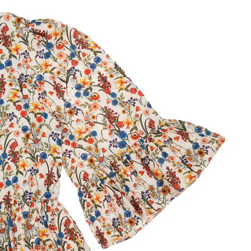 Vestido Infantil Feminino Algodão Egípcio Fio 60 Floral Color - OFF WHITE