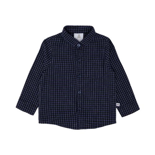 Camisa de Bebê Masculina Manga Longa Xadrez com Bolso - AZUL MARINHO
