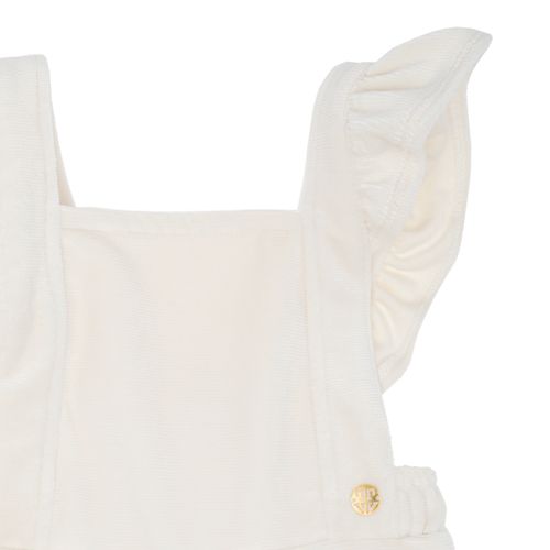Romper de Bebê Feminino Plush Canelado - OFF WHITE