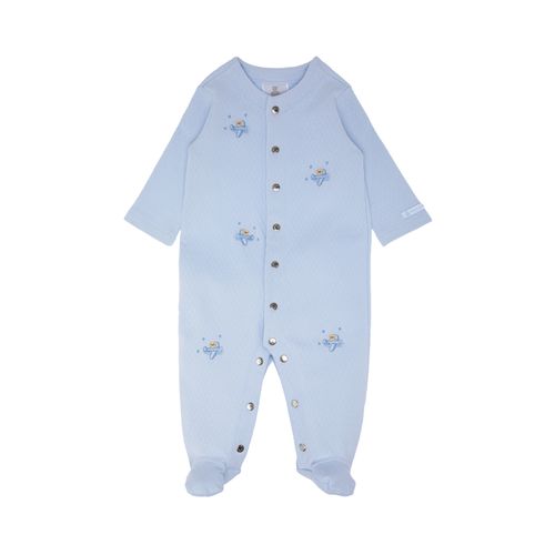 Macacão de Bebê Masculino Longo Bordado Avião - AZUL BEBE