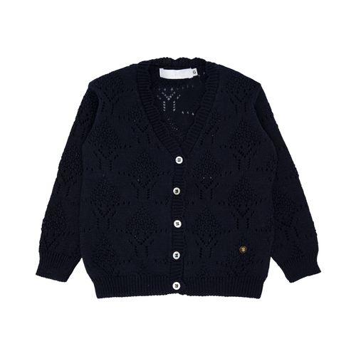 Cardigan de Bebê Feminino Tricot Decote V - AZUL MARINHO