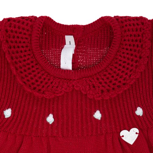 Saída de Maternidade Feminina Tricot Gola Crochet - VERMELHO