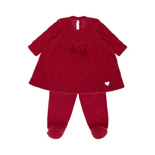 Saída de Maternidade Feminina Tricot com Faixa de Cabelo - VERMELHO