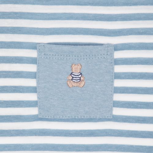 Macacão de Bebê Masculino Curto Listrado - AZUL