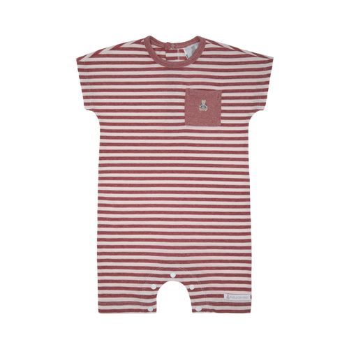Macacão de Bebê Masculino Curto Listrado - VERMELHO