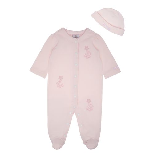 Macacão de Bebê Feminino Longo Microsoft Bordado Ursa - ROSA BEBE