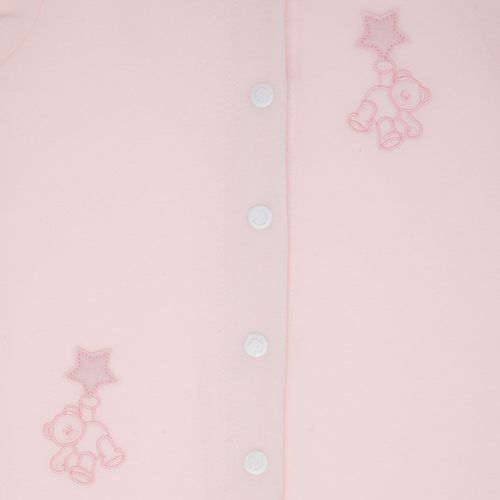 Macacão de Bebê Feminino Longo Microsoft Bordado Ursa - ROSA BEBE