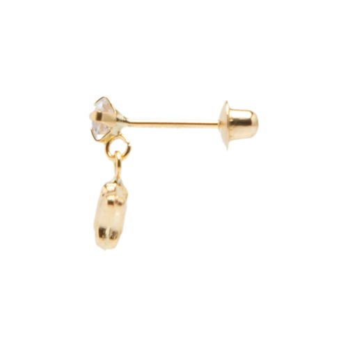 Brinco de Bebê Ouro Pedrinha com Pingente Borboleta - UNICO