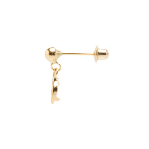 Brinco de Bebê Ouro Bolinha com Pingente Losango - UNICO