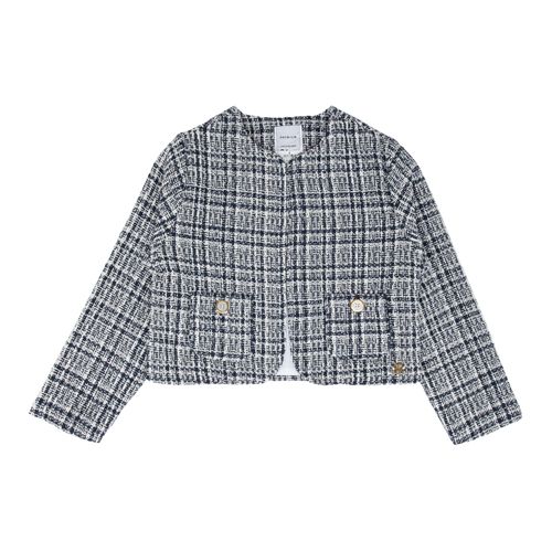 Casaco Infantil Feminino Tweed com Bolsos - AZUL MARINHO