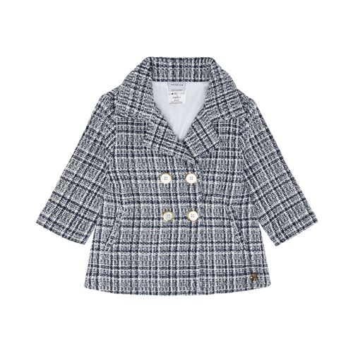 Casaco de Bebê Feminino Tweed Longo - AZUL MARINHO