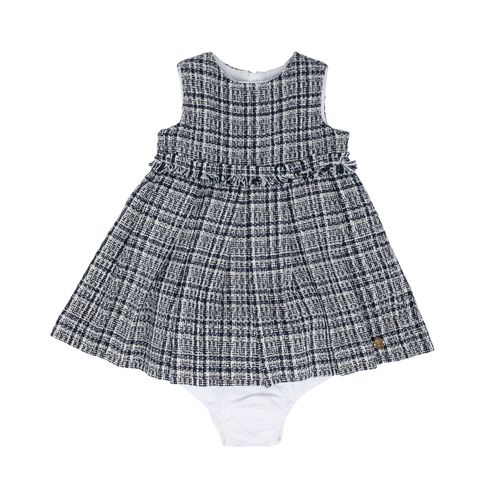 Vestido de Bebê Feminino Tweed com Pregas - AZUL MARINHO