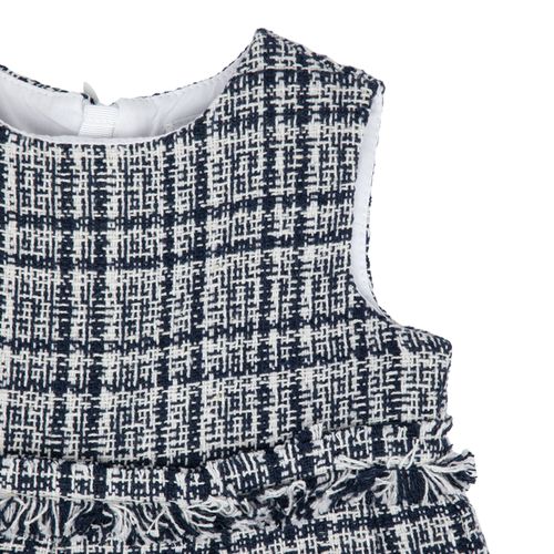 Vestido de Bebê Feminino Tweed com Pregas - AZUL MARINHO
