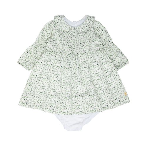 Vestido de Bebê Feminino Algodão Egípcio Estampa Fiore - VERDE