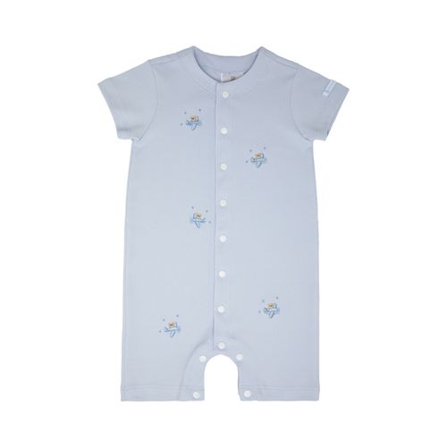 Macacão de Bebê Masculino Curto Algodão Egípcio Bordado Avião - AZUL BEBE