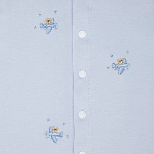 Macacão de Bebê Masculino Curto Algodão Egípcio Bordado Avião - AZUL BEBE