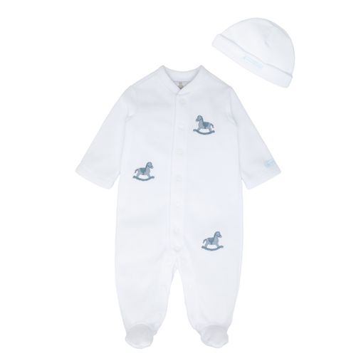 Macacão de Bebê Masculino Longo Microsoft Bordado Cavalinho - BRANCO
