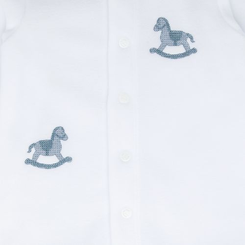 Macacão de Bebê Masculino Longo Microsoft Bordado Cavalinho - BRANCO