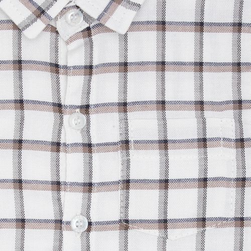 Camisa de Bebê Masculina Manga Longa Xadrez Oxfordine - OFF WHITE