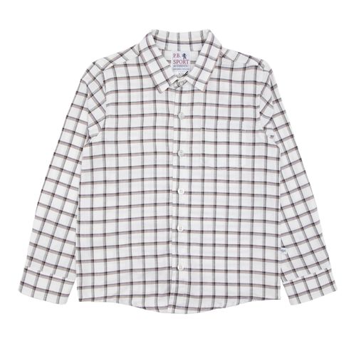 Camisa Infantil Masculina Manga Longa Xadrez Oxfordine - OFF WHITE