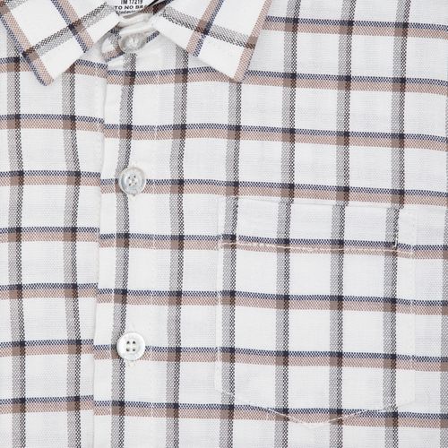 Camisa Infantil Masculina Manga Longa Xadrez Oxfordine - OFF WHITE