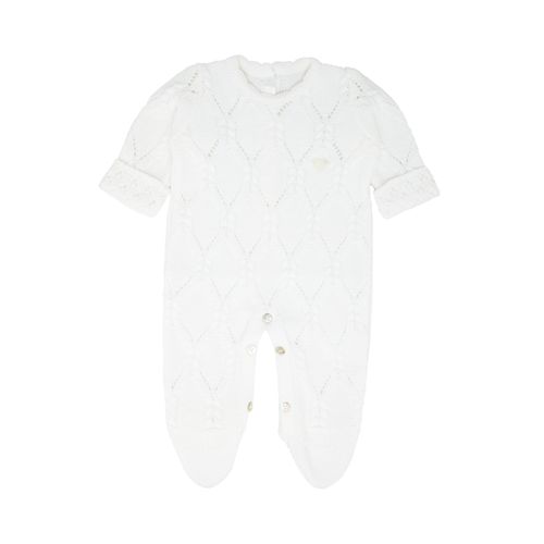 Saída de Maternidade Feminina com Manta Tricot Losangos - BRANCO