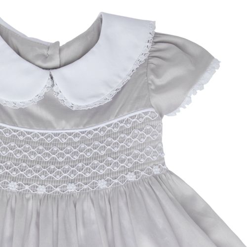Vestido de Bebê Feminino Ponto Smock Fio 80 - CINZA