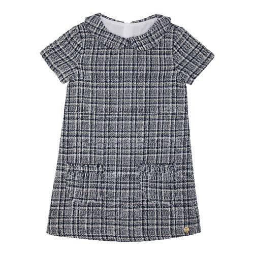 Vestido Infantil Feminino Tweed com Bolsos - AZUL MARINHO
