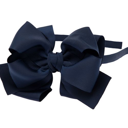 Tiara Infantil com Laço Gorgurão Removível - AZUL MARINHO
