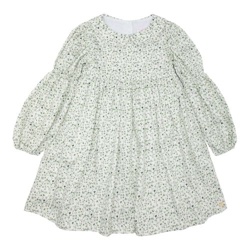 Vestido Infantil Feminino Algodão Egípcio Estampa Fiore - VERDE