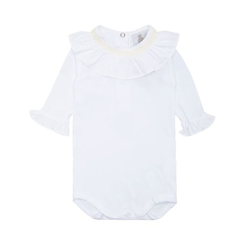 Body de Bebê Feminino Manga Longa Cotton Ponto Smock - AMARELO