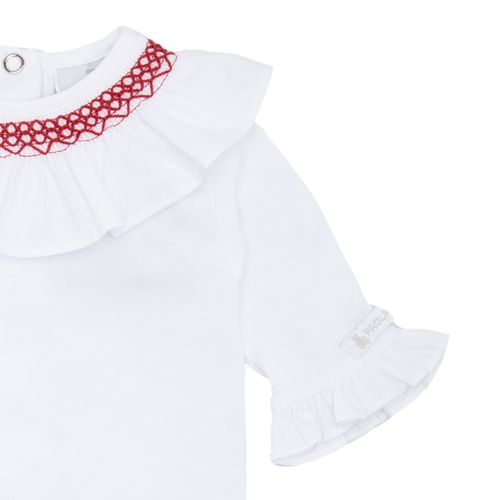 Body de Bebê Feminino Manga Longa Cotton Ponto Smock - VERMELHO